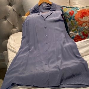 Lilysilk 100% mulberry silk crêpe de Chine shirt dress sleeveless large